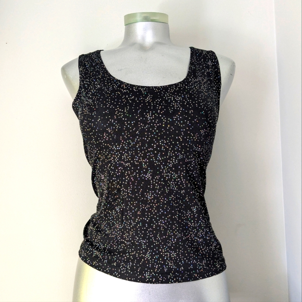 Vintage Lindor Petite Sparkly Glitter Sleeveless Tank Top